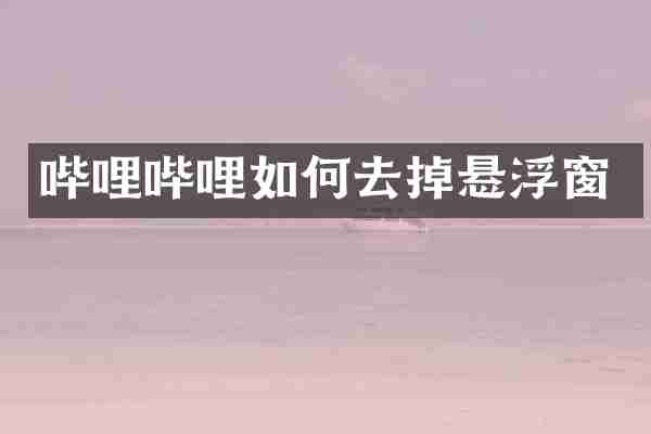 哔哩哔哩如何去掉悬浮窗