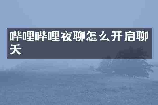 哔哩哔哩夜聊怎么开启聊天