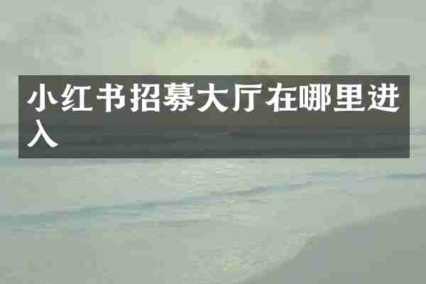小红书招募大厅在哪里进入