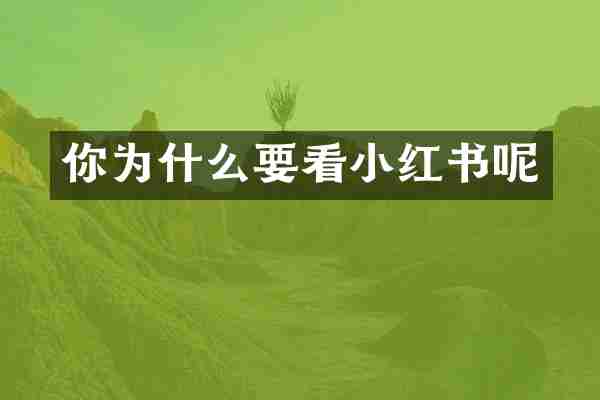 你为什么要看小红书呢