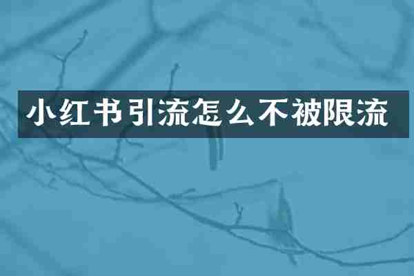 小红书引流怎么不被限流