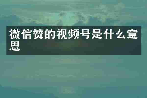 微信赞的视频号是什么意思