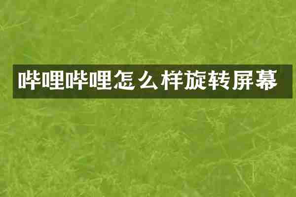 哔哩哔哩怎么样旋转屏幕