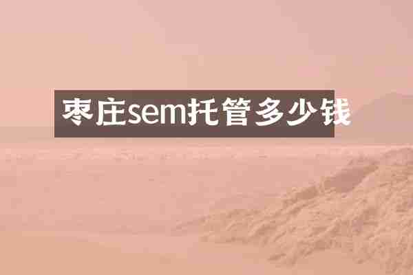 枣庄sem托管多少钱