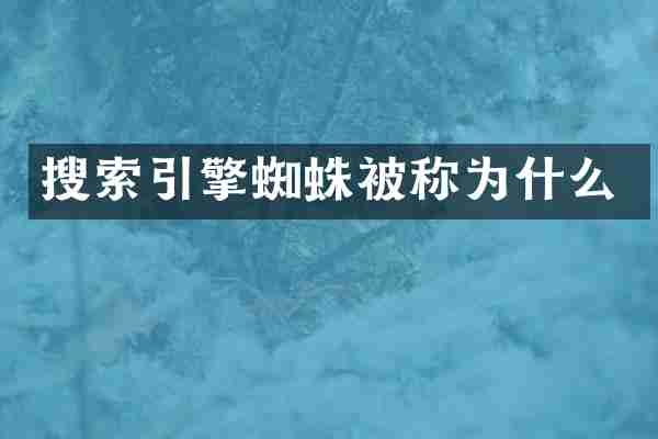 搜索引擎蜘蛛被称为什么