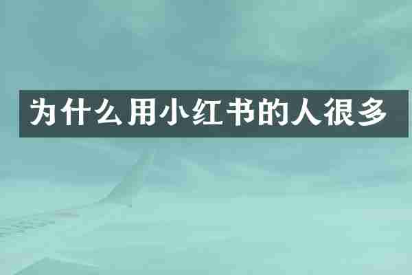 为什么用小红书的人很多