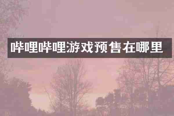哔哩哔哩游戏预售在哪里