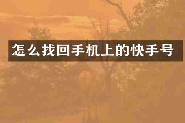 怎么找回手机上的快手号
