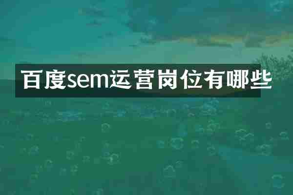 百度sem运营岗位有哪些