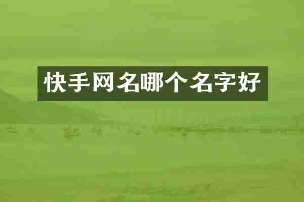快手网名哪个名字好