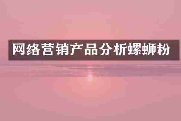 网络营销产品分析螺蛳粉