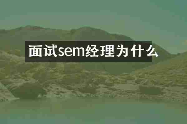 面试sem经理为什么