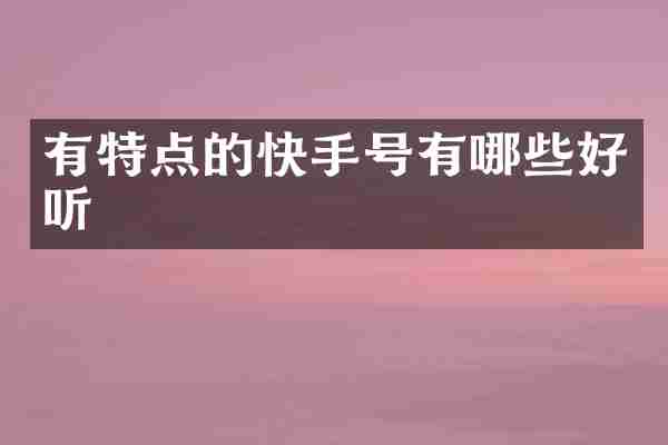 有特点的快手号有哪些好听