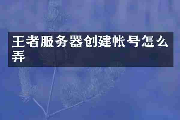 王者服务器创建帐号怎么弄