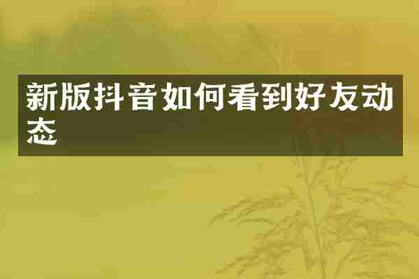 新版抖音如何看到好友动态