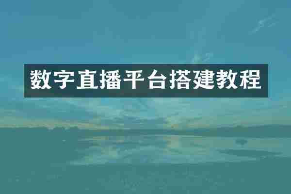数字直播平台搭建教程