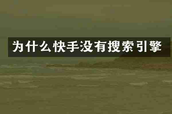 为什么快手没有搜索引擎
