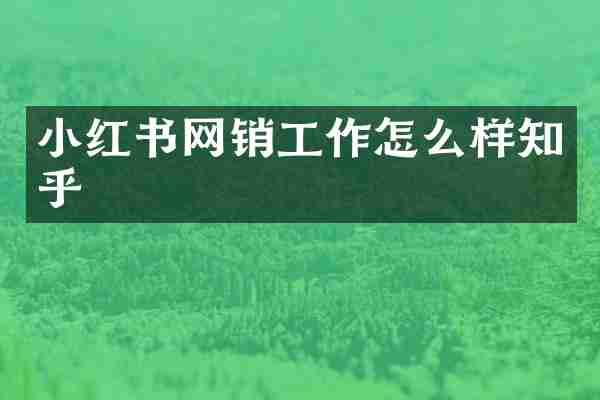 小红书网销工作怎么样知乎