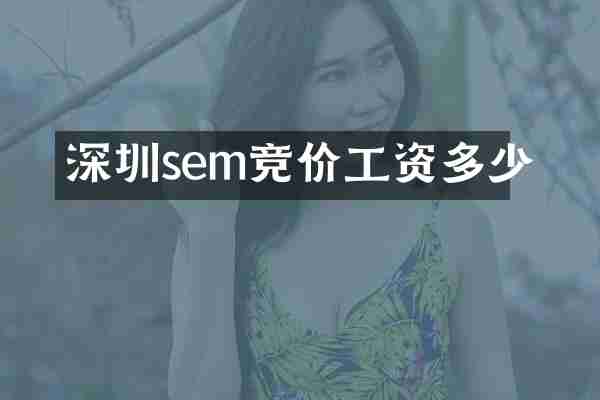 深圳sem竞价工资多少