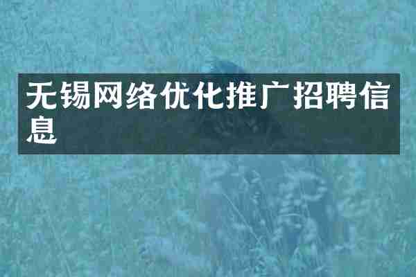 无锡网络优化推广招聘信息