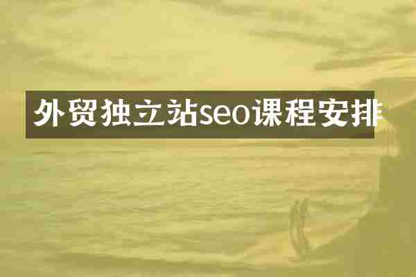 外贸独立站seo课程安排
