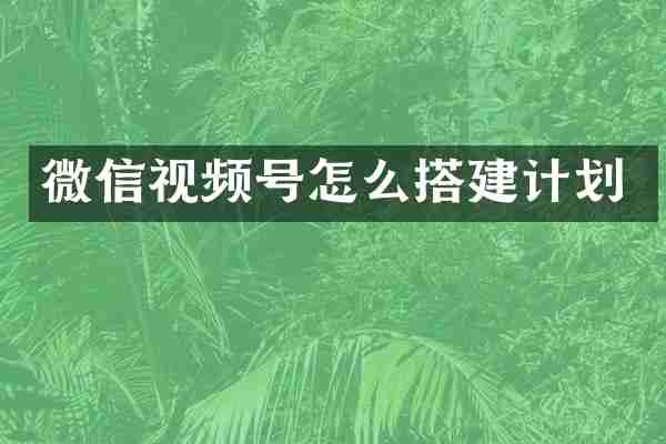 微信视频号怎么搭建计划