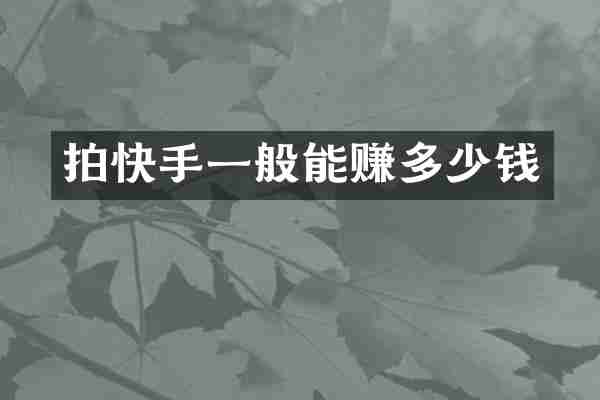 拍快手一般能赚多少钱