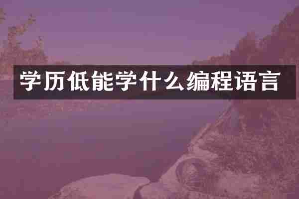 学历低能学什么编程语言