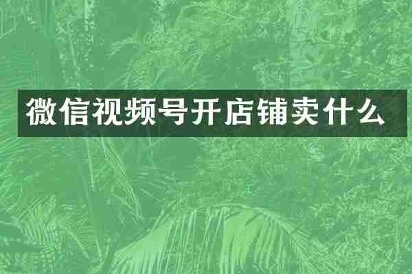 微信视频号开店铺卖什么