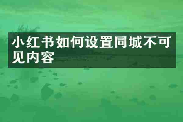 小红书如何设置同城不可见内容
