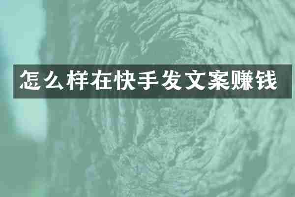 怎么样在快手发文案赚钱