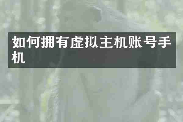 如何拥有虚拟主机账号手机