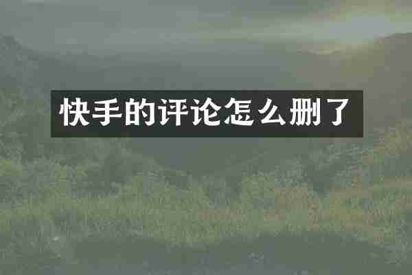 快手的评论怎么删了