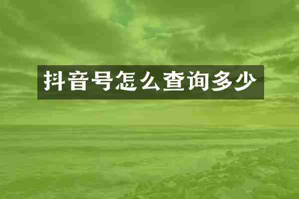 抖音号怎么查询多少