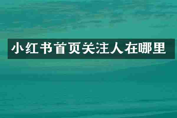 小红书首页关注人在哪里