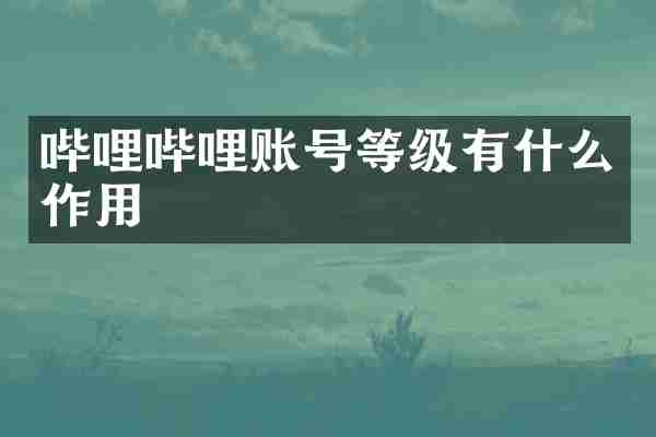 哔哩哔哩账号等级有什么作用