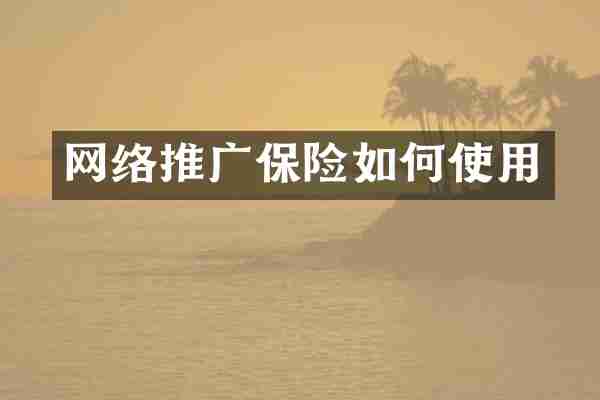 网络推广保险如何使用