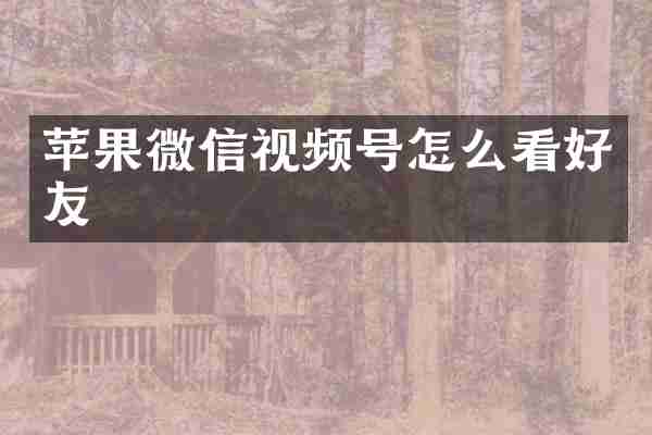 苹果微信视频号怎么看好友