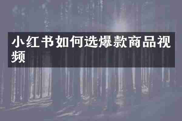 小红书如何选爆款商品视频