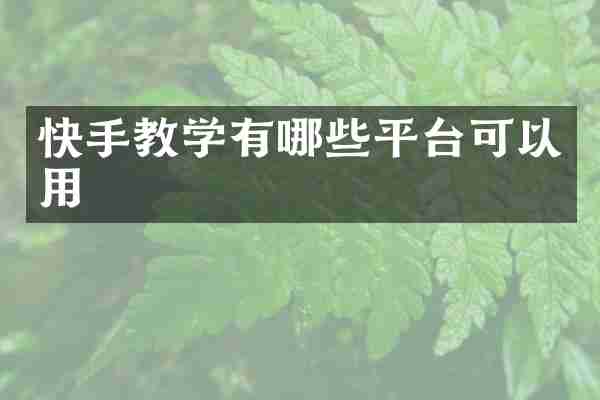 快手教学有哪些平台可以用