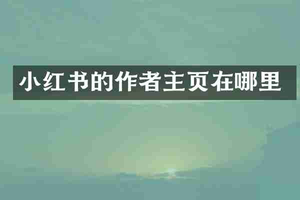 小红书的作者主页在哪里