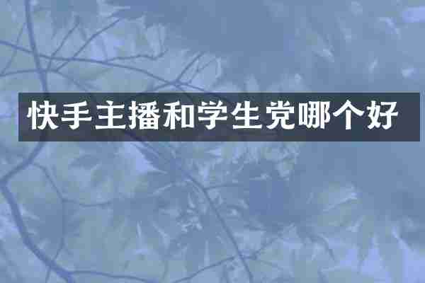 快手主播和学生党哪个好