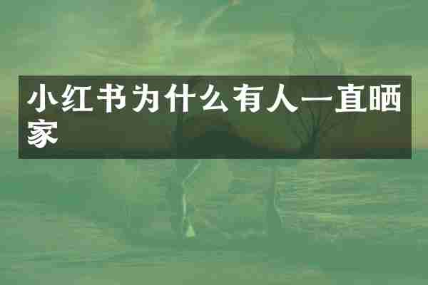 小红书为什么有人一直晒家
