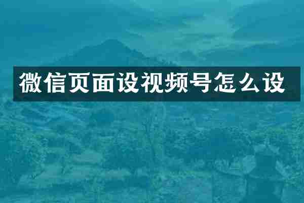 微信页面设视频号怎么设