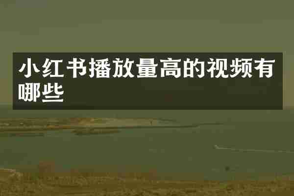 小红书播放量高的视频有哪些