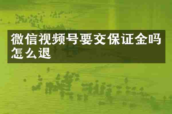 微信视频号要交保证金吗怎么退