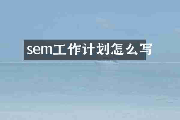 sem工作计划怎么写