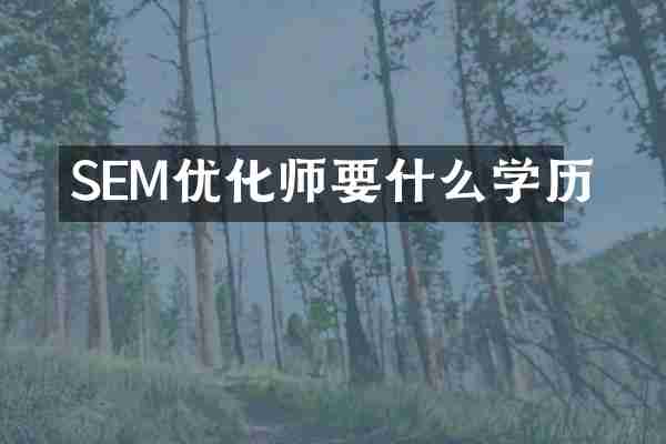 SEM优化师要什么学历
