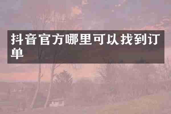 抖音官方哪里可以找到订单