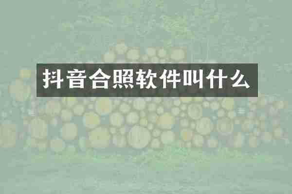 抖音合照软件叫什么